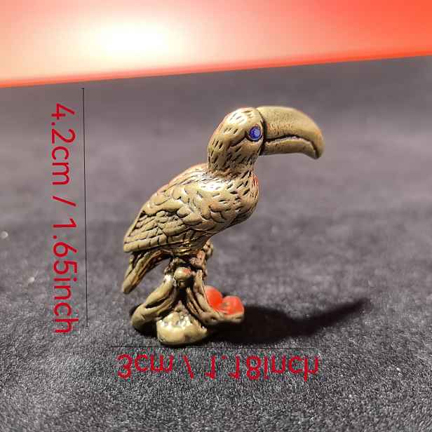 TEMU 1ks Vintage Brass Bird Figurine - Ručně vyrobená kovová s detailním texturovaným designem, zlatý povrch pro obývací pokoj, ložnici, kancelářskou
