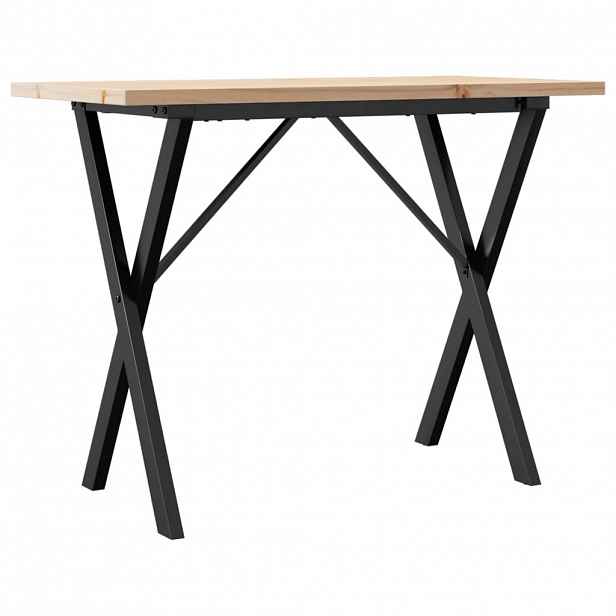 vidaXL Jídelní stůl s X rámem 100 x 50 x 75,5 cm borové dřevo a ocel