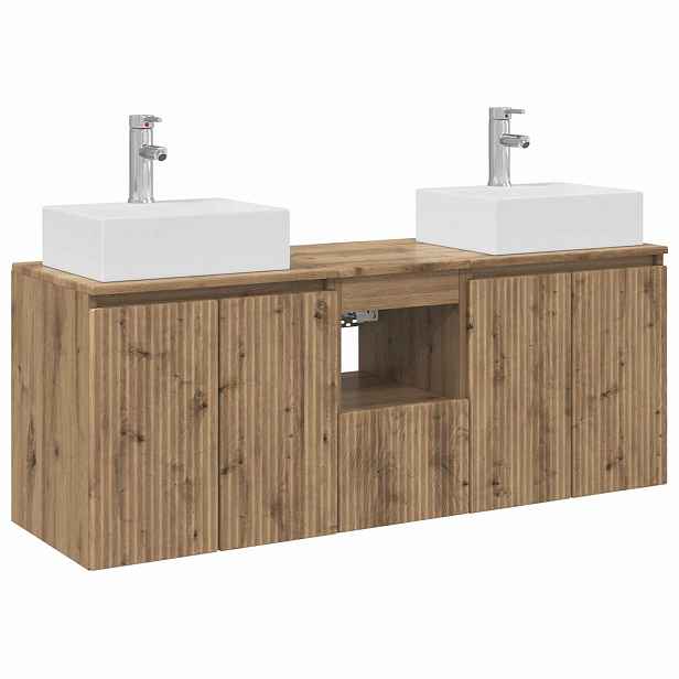 vidaXL Sada koupelnových skříněk 3 ks Dub artisan 129 x 41 x 79.5 cm