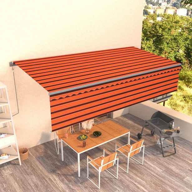 Automatická markýza s roletou 450x300 cm Dekorhome Hnědá / oranžová