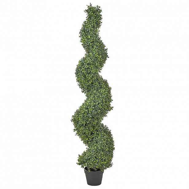 Beliani UMĚLÁ ROSTLINA v květináči 158 cm Zelená/Černá Buxus Spiral Tree