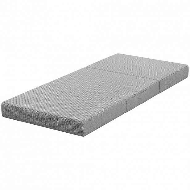HOMCOM SKLÁDACÍ matrace z pleteniny (100% polyester) Světle šedá