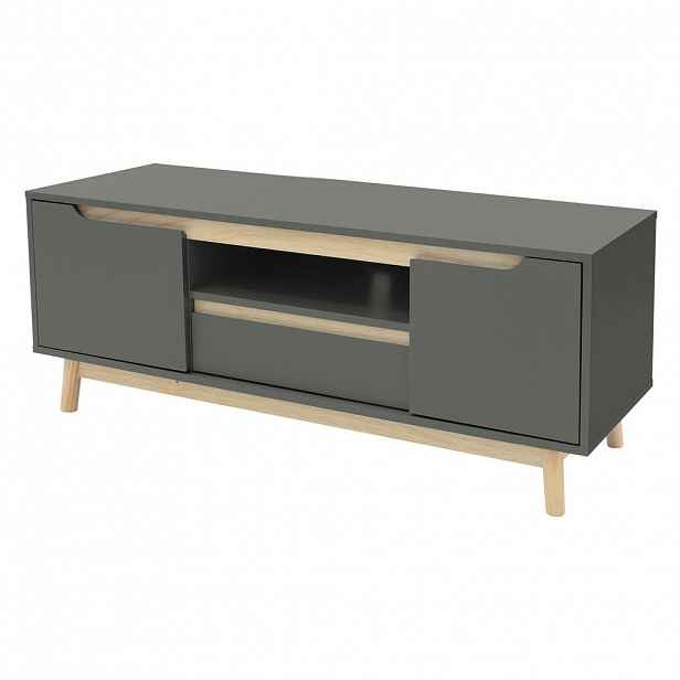 ML-DESIGN TV skříňka 120x40x46 cm zelená-přírodní s nohami z borového dřeva