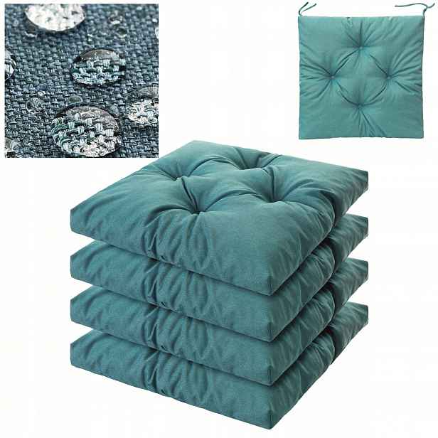 Polštáře na zahradní židle 45 x 45 cm Set 4 Ks Vodotěsné, vázané