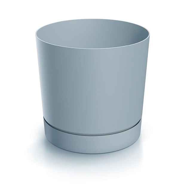 Prosperplast Plastový květináč TUBOS P s miskou světle šedý matný, varianta 19,9 cm