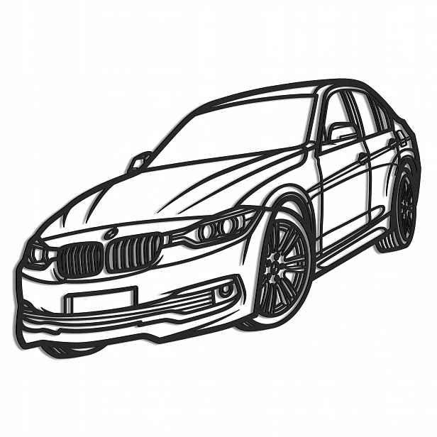 Bmw 3 Series Line Dřevěný 3D obraz Nástěnná Dekorace Dárek