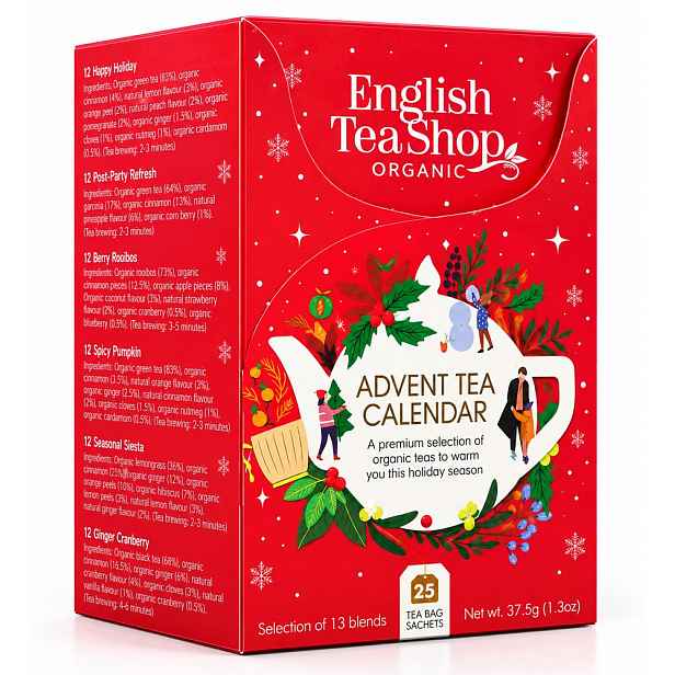 ENGLISH TEA SHOP Adventní kalendář 25 ks - červená