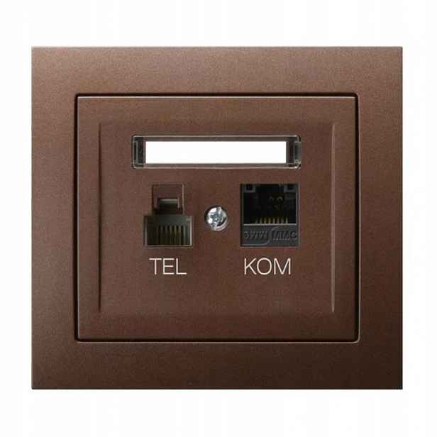 Ospel Kier hnědý počítačová a telefonní zásuvka Rj 45kat. 5e, Rj 11