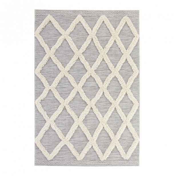 Šedý koberec Mint Rugs Handira Grid, 170 x 115 cm