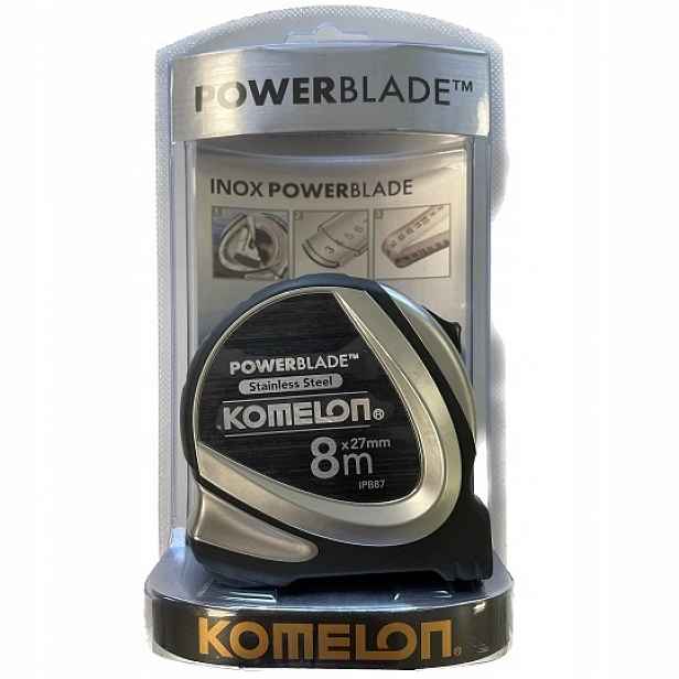 svinovací metr 8 m z nerezové oceli, Komelon [IPB87], Inox Powerblade