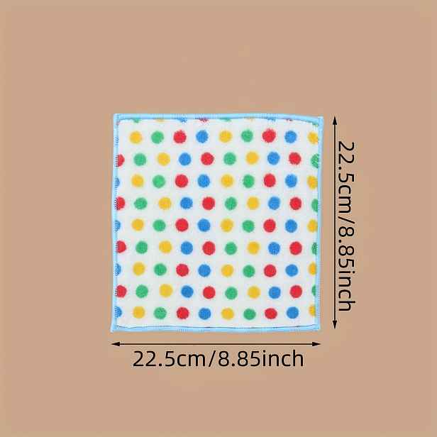 TEMU 5ks Balíček Polka Dot Coral Fleece Kuchyňských Uteráků na Stůl, Tlusté Savé Úklidové Hadříky