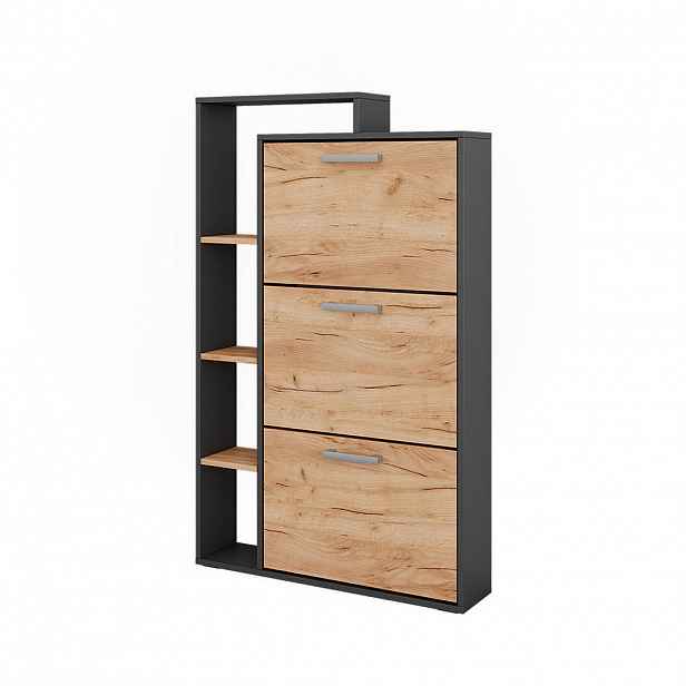Vicco BOTNÍK NA BOTY Orlando Zlatý dub power/antracit 80 x 128.3 cm se 3 skládacími přihrádkami