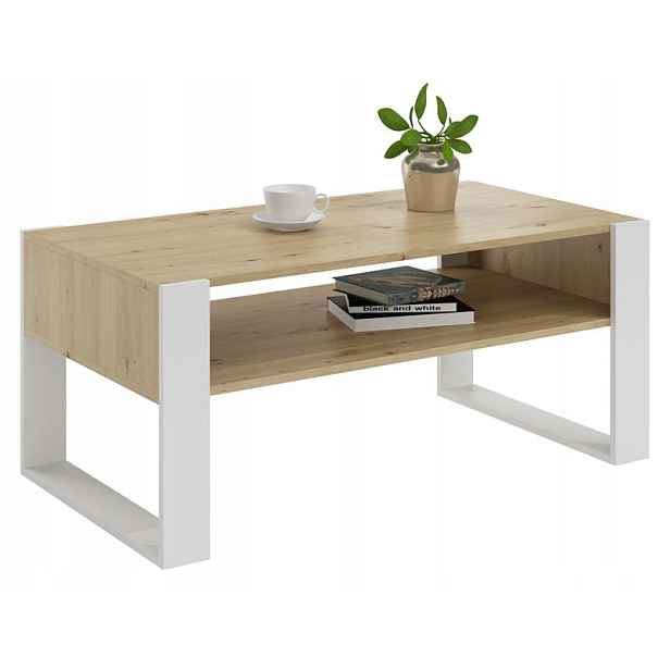 Lavička konferenční stolek Kaja artisan-bílý loft retro Per