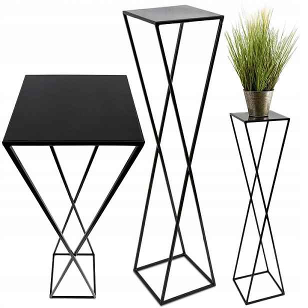 Moderní držák na květináč o výšce 100 cm, černý loft