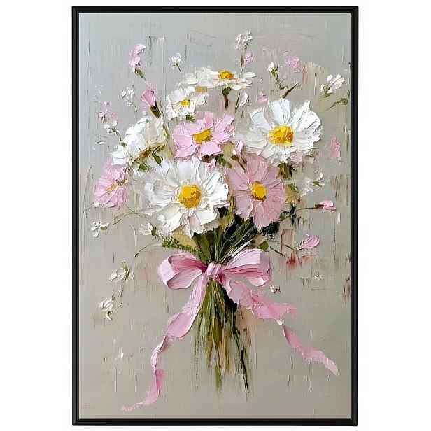 Plakát Rámeček Hliníkový Olej Impasto Polní Květy Kytice 40x60