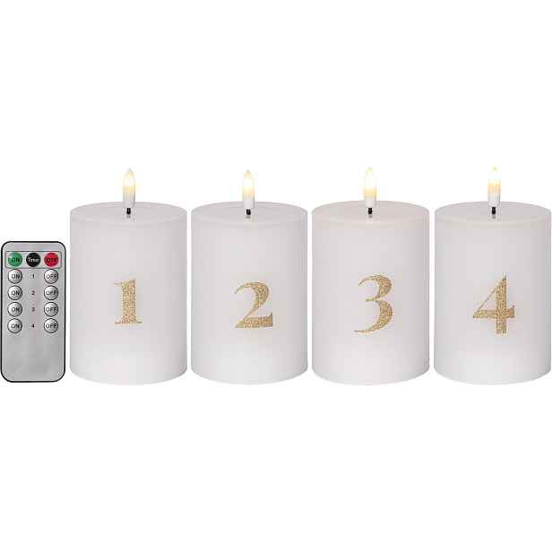 Sada 4 ks LED svíček Star Trading Flamme Advent - bílá