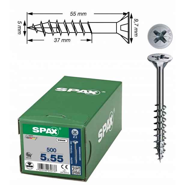 Univerzální šroub do dřeva spax 5 x 55 mm Wirox Tg 500 ks