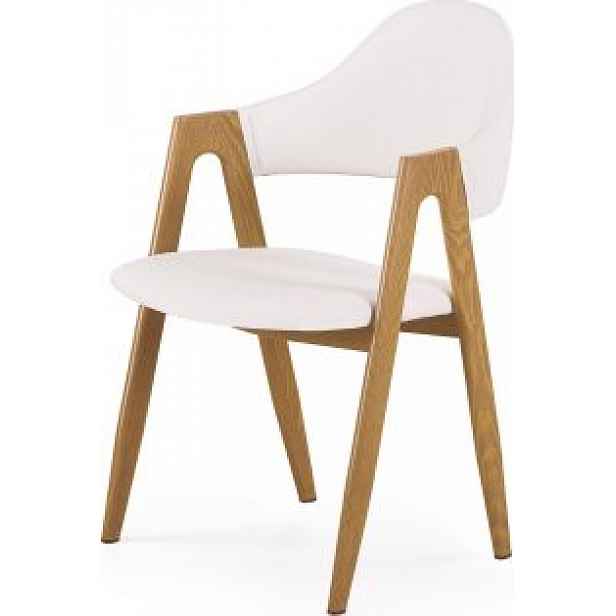 Jídelní židle bílá, dub - Výška: 80 cm