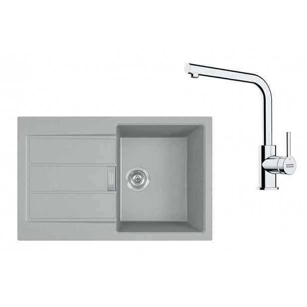 Franke - Kuchyňský set T115Š, tectonitový dřez S2D 611-78 a baterie FS 3230.031, šedá/chrom 143.0687.349