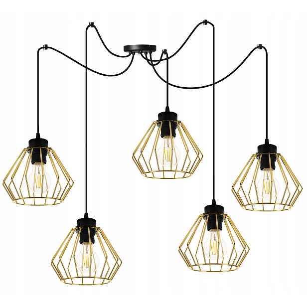 Závěsné Stropní Svítidlo Lustr Pavouk Zlatý Loft Moderní Glamour Černá