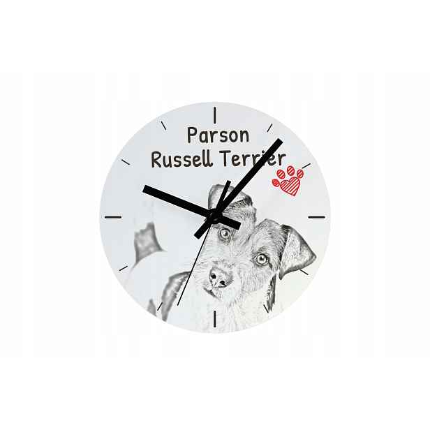 Parson Russell Terrier hodiny se psem, závěsné a stojící, personalizace