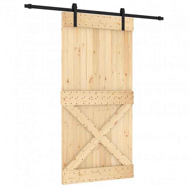 vidaXL Posuvné dveře 100 x 210 cm Masivní borové dřevo (neupravené)