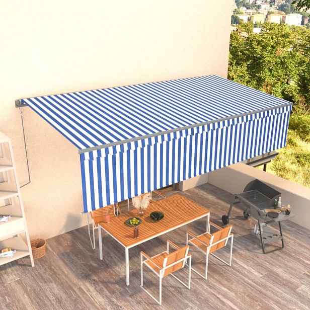 Automatická markýza s roletou 400x300 cm Dekorhome Bílá / modrá