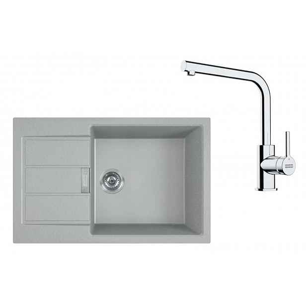 Franke - Kuchyňský set T116Š, tectonitový dřez S2D 611-78 XL a baterie FS 3230.031, šedá/chrom 143.0687.354