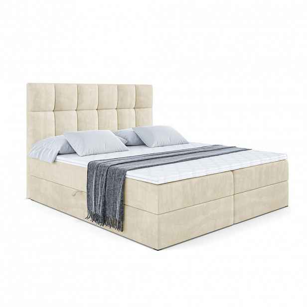 ALTDECOR AMERICKÁ postel s matrací H3 a roštem – RICAR – 200 x 200, béžová