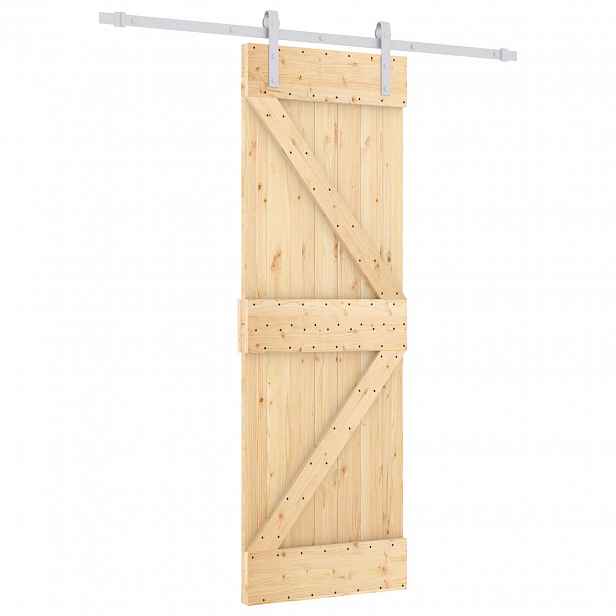 vidaXL Posuvné dveře Přírodní a bílá 70 x 210 cm Masivní borové dřevo