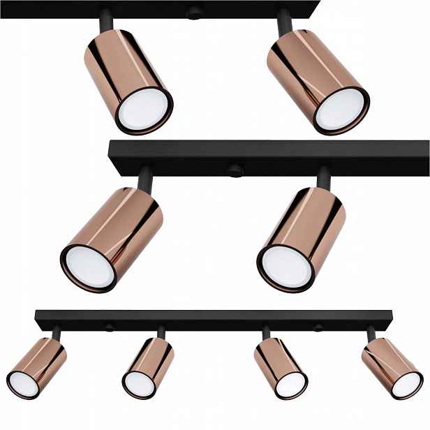 Závěsná ocelová lampa Rune 4 bodová 4x GU10 64 cm černá měděná stropní svítidlo