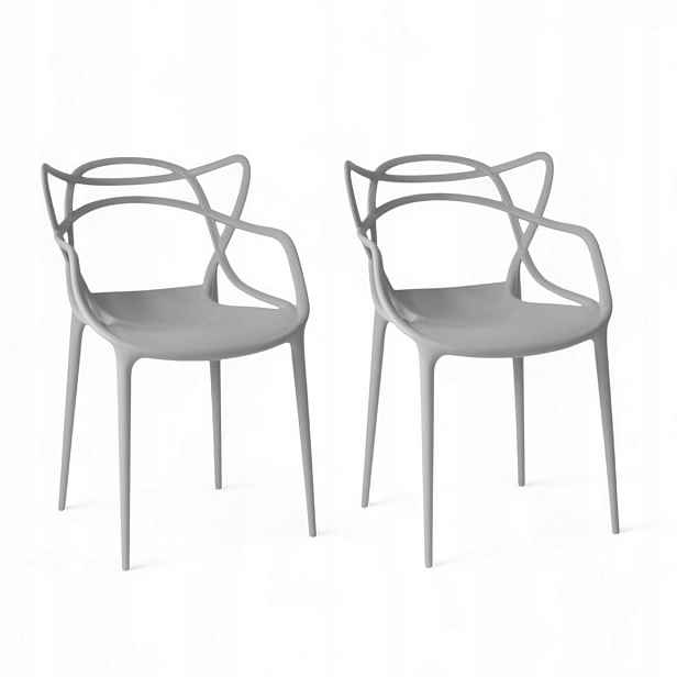 Ažurová křesla Šedá Loft Modern Moderní židle do obývacího pokoje Jídelna x2