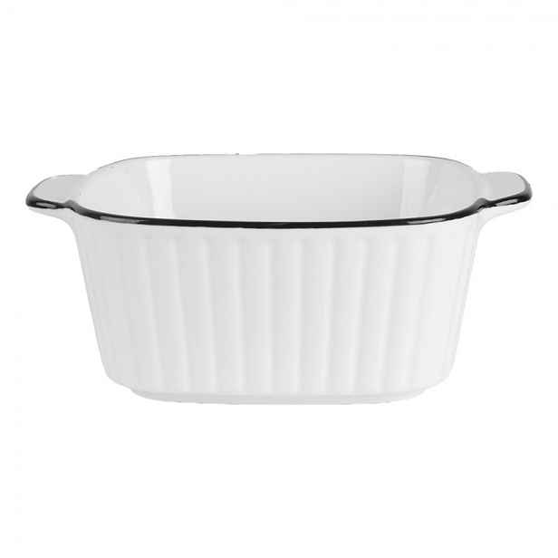 Bílá keramická miska s vroubky a černým okrajem - 15*12*5 cm / 400 ml Clayre & Eef