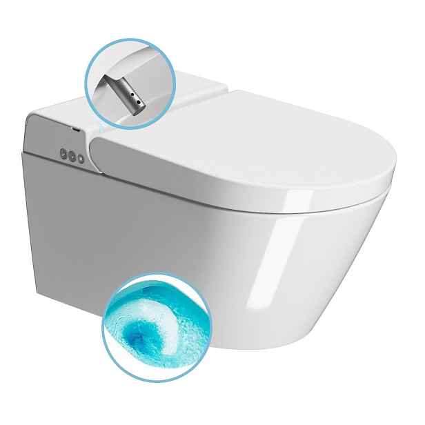 GSI WCLEAN závěsné WC Swirlflush s integrovaným elektronickým bidetem, bílá Extraglaze