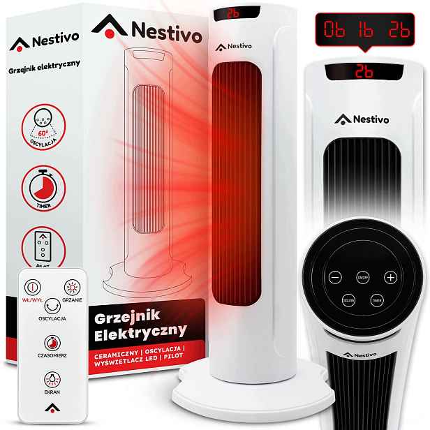 Keramický termoventilátor Nestivo 2000W Ptc Elektrický ohřívač Led dálkové ovládání