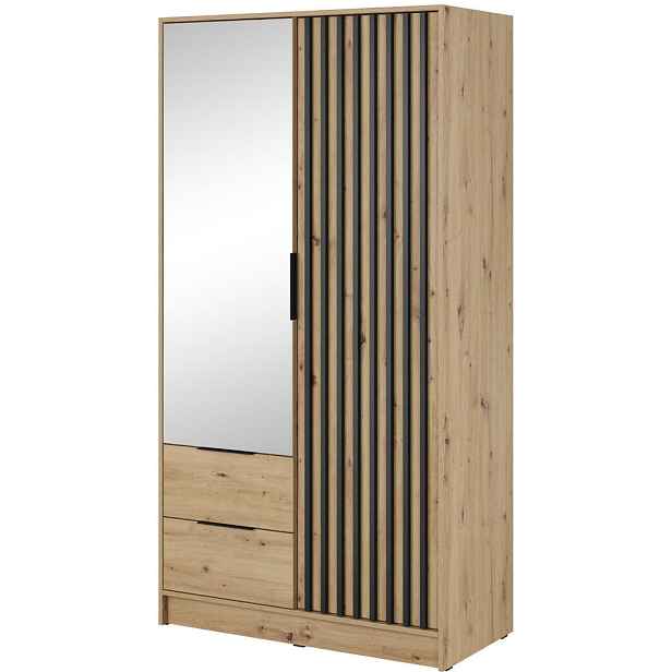 MASSENO ŠATNÍ SKŘÍŇ S OTOČNÝMI DVEŘMI NELIANA, 105/200/51 cm 2dveřová se zrcadlem, dub Artisan