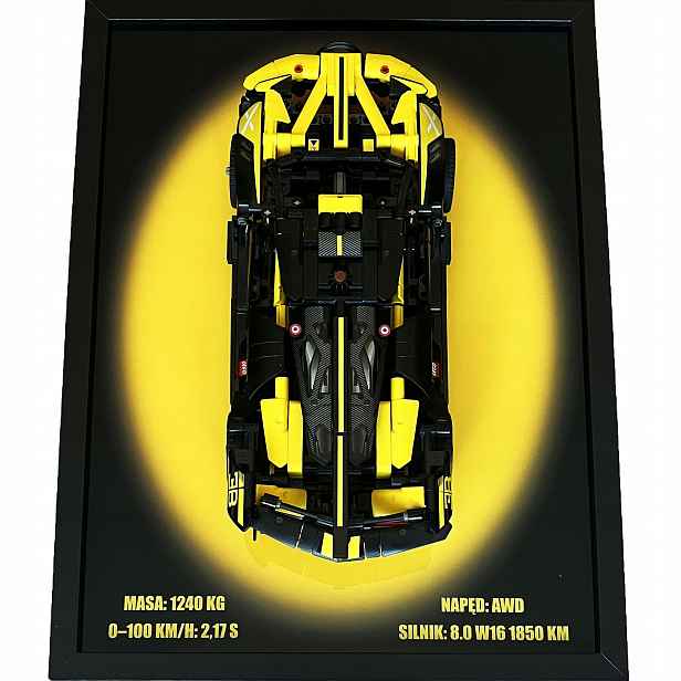 Rámeček s držákem na sadu Lego Technic 42151 Bugatti Bolide žlutý