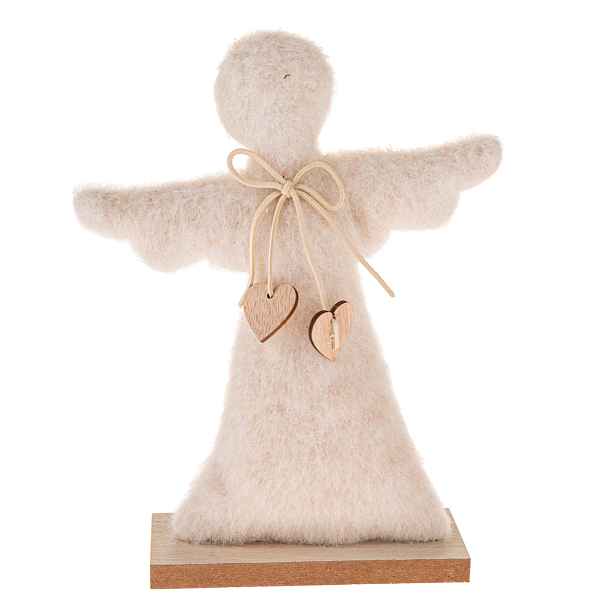 Vánoční dekorace Textilní anděl  25,5 cm, chlupatý fleece