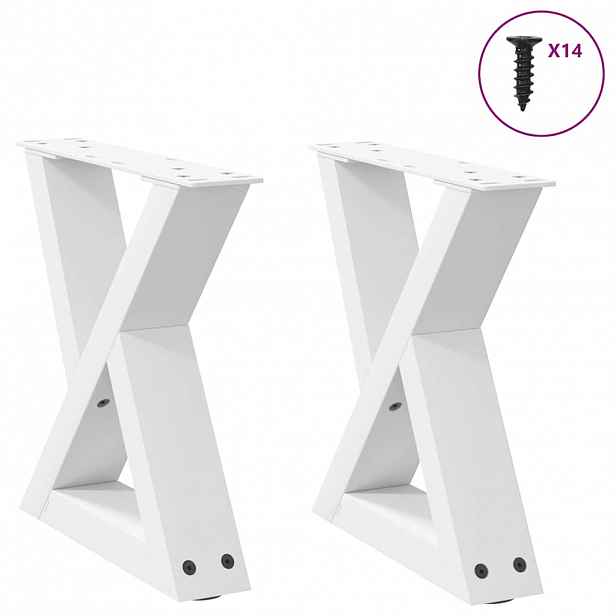 vidaXL Nohy konferenčního stolku 2 ks bílé 30 x (30-31,3) cm ocelové