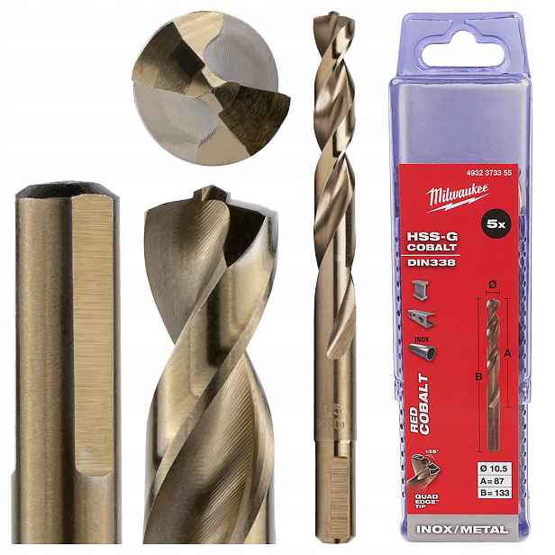 Vrták do kovu kobaltový 10,5 mm 5 ks z nerezové oceli Milwaukee