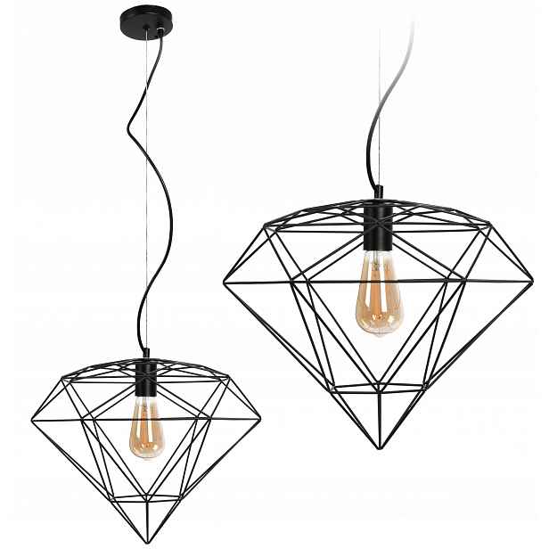 Závěsná Lampa Diamant Kovová Loft Černá Moderní Industriální