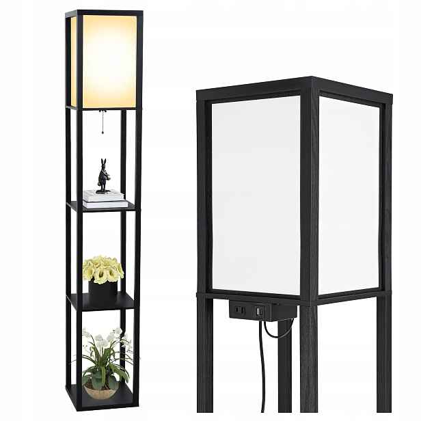 Stojací lampa Podlahová Led lampa E27 Police Regál 2v1 pro čtení 160 cm