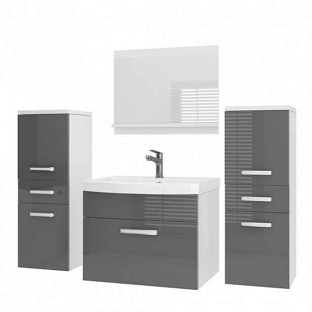 B BELINI GROUP KOUPELNOVÝ NÁBYTEK Koupelnová SADA PRI P4, Šedá lesklá, 120 cm
