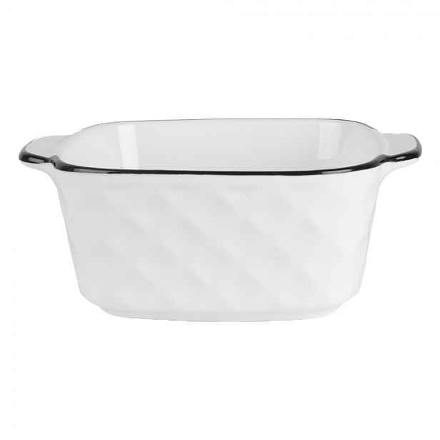 Bílá keramická miska s oušky a černým okrajem - 15*12*5 cm / 400 ml Clayre & Eef