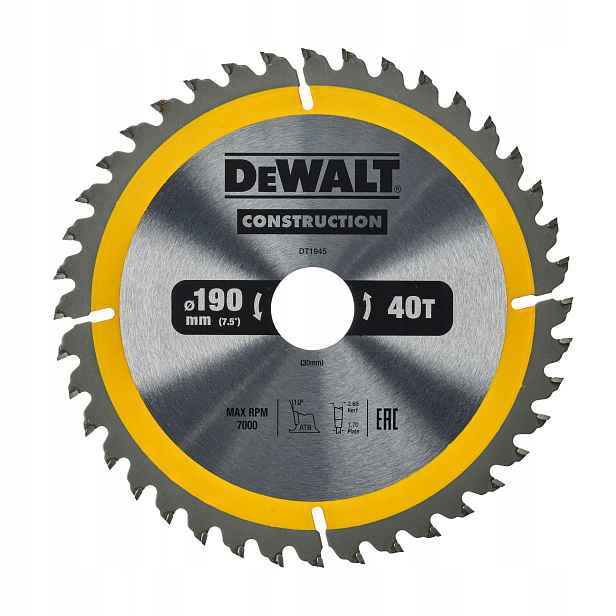 Dewalt Pilový Kotouč DT1945 190X30 MM 40 T Ac