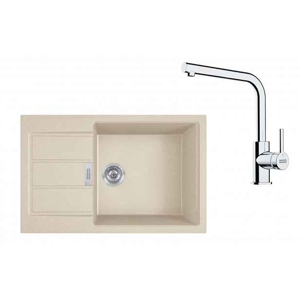 Franke - Kuchyňský set T116BE, tectonitový dřez S2D 611-78 XL a baterie FS 3230.031, béžová/chrom 143.0687.401
