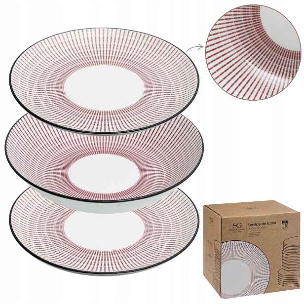 Set jídelní servis Pro 6 Osob Red stolní nádobí sada talířů
