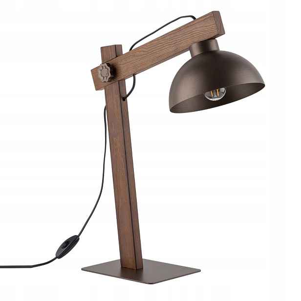 Stolní lampa Oslo hnědá 1xE27 stojací lampa noční stolní dřevěná