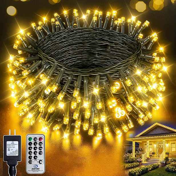 Venkovní zahradní lampy 20 m 200 Led teplá bílá Dálkové ovládání IP44