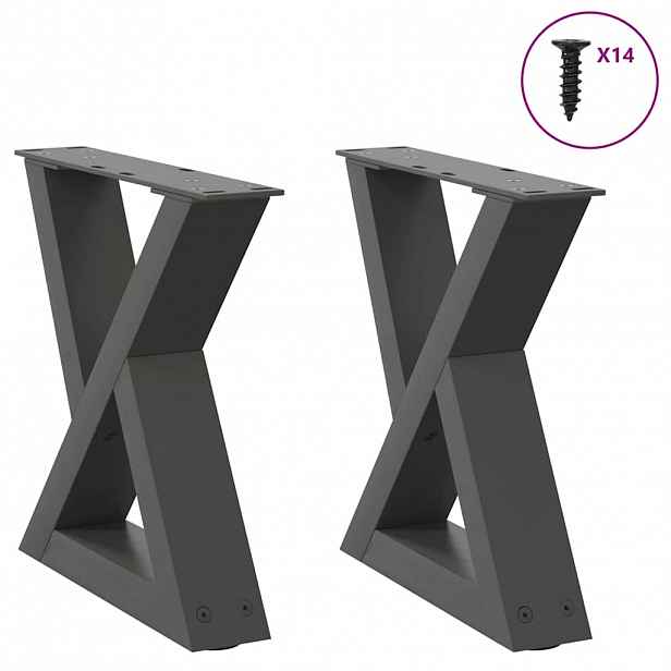 vidaXL Nohy konferenčního stolku 2 ks antracitové 30 x (30-31,3) cm ocelové